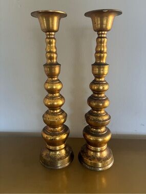 Gold Japan Vintage Candlestick Pair 15” Candle Holders